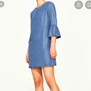 Zara Chambray Dress with Bell Sleeves